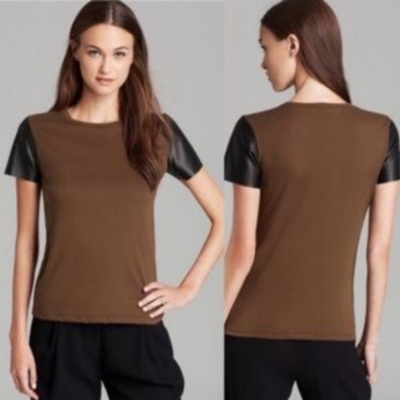 Vince Tee Shirt Lambskin Leather Short Sleeve - Picture 4 of 9